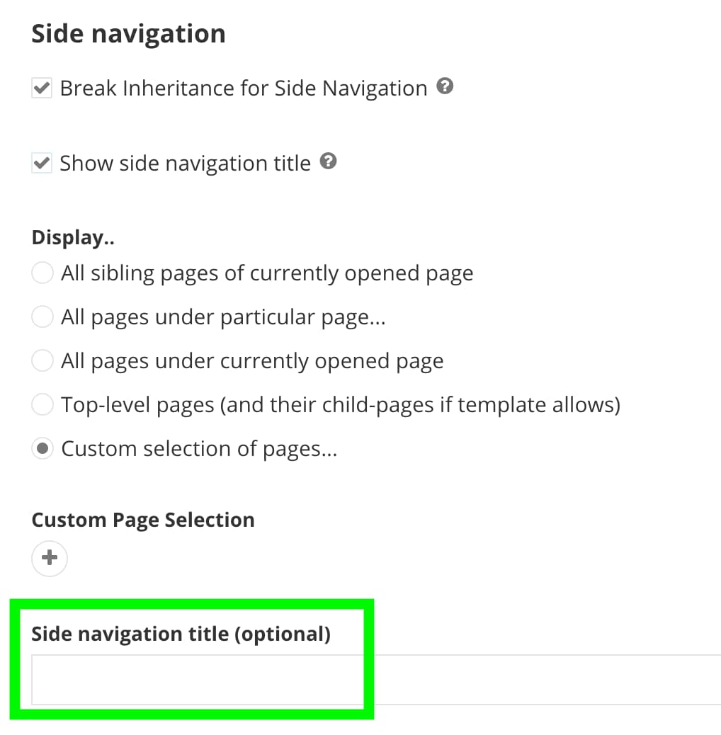 Optional side navigation title