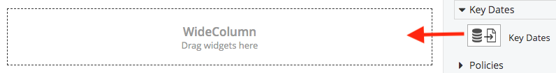 Drag and drop key dates widget on a page