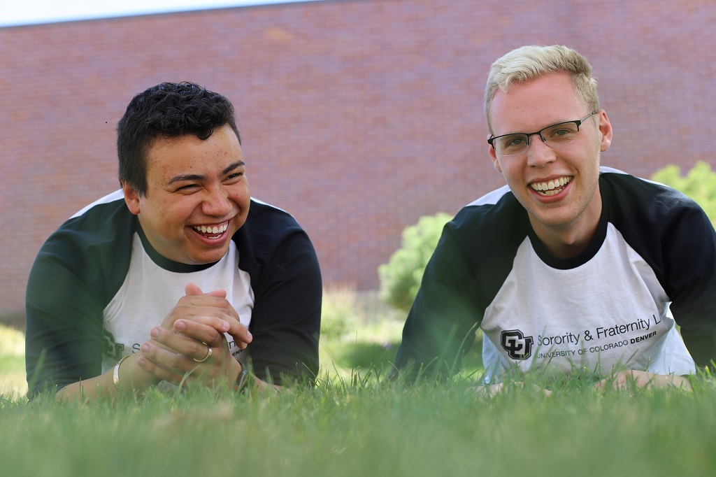 two men laughing