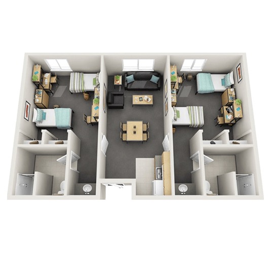 two bedroom two bath floor plan