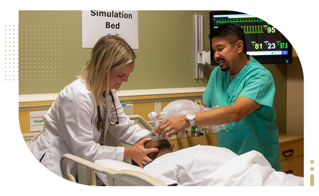 Female nurse and male tech in simuation room