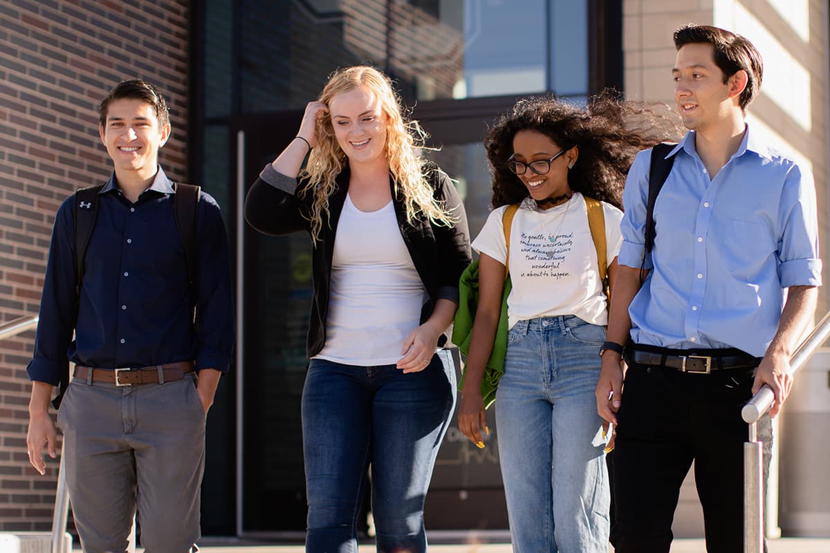 Students walking together on campus