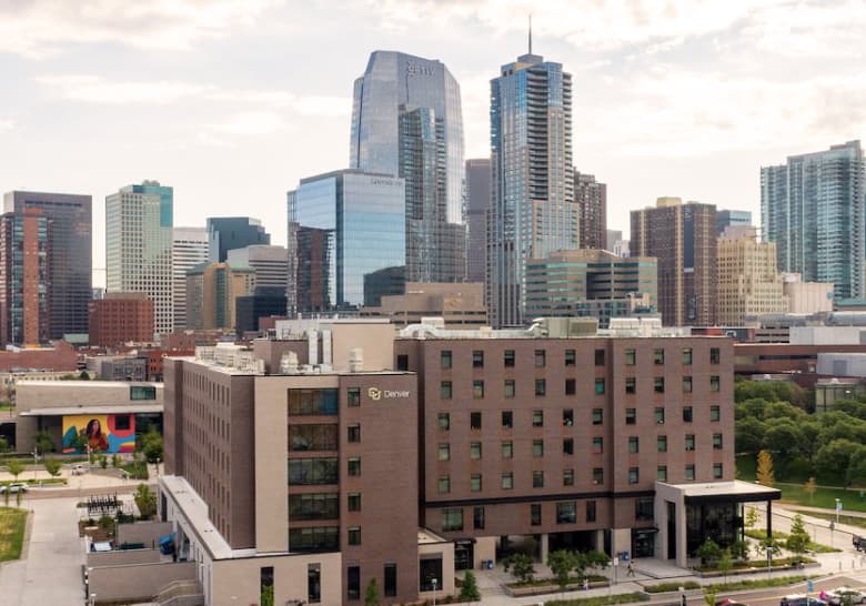 CU Denver campus with downtown in the background