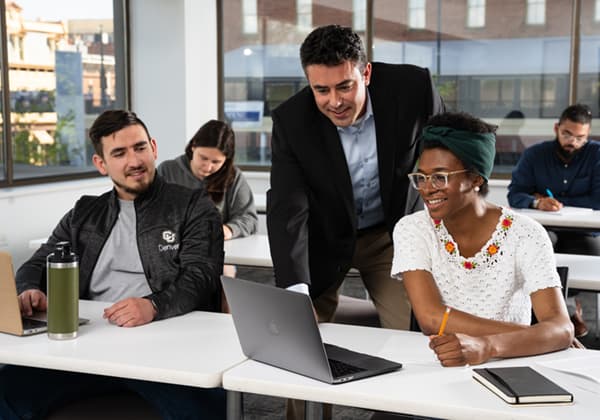 A professor and students in a classroom