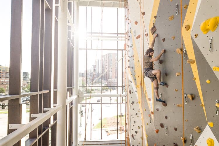 Wellness center rock wall