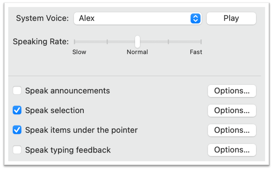 spoken content settings